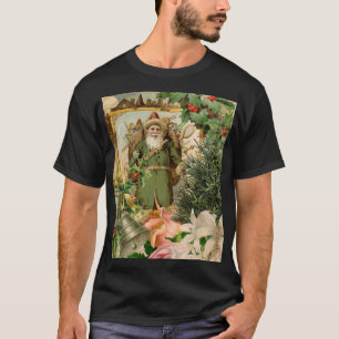 Gammaldags Grön Tomte Jul Collage Antik T Shirt
