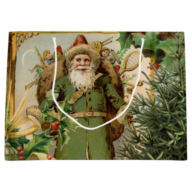 Gammaldags grön tomte jul collage antikt (Framsidan)