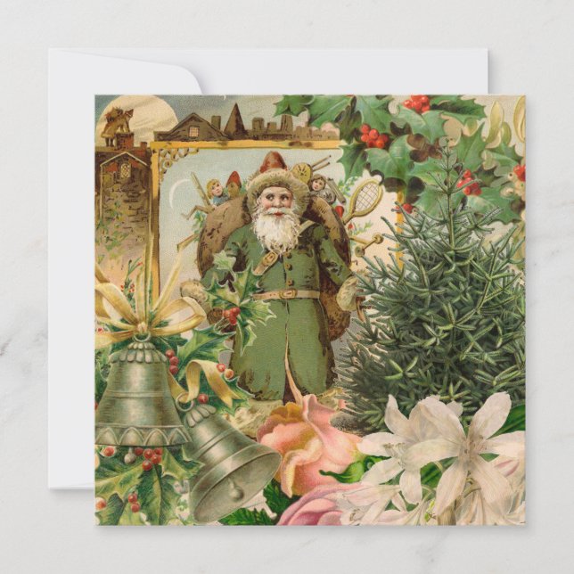 Gammaldags grön tomte jul collage antikt (Framsida)
