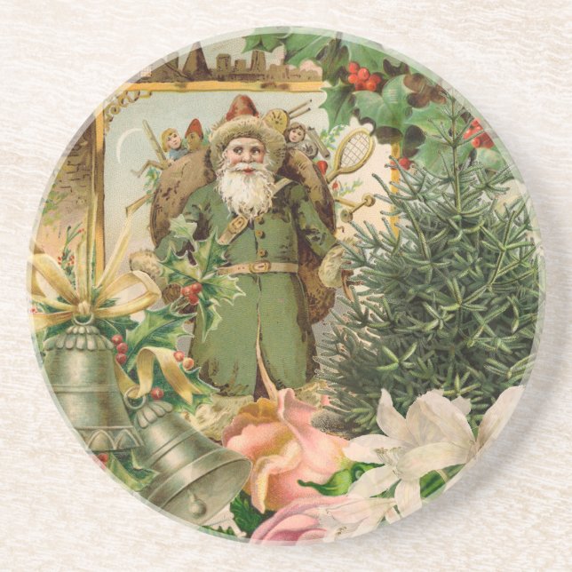 Gammaldags grön tomte jul collage antikt underlägg (Framsidan)