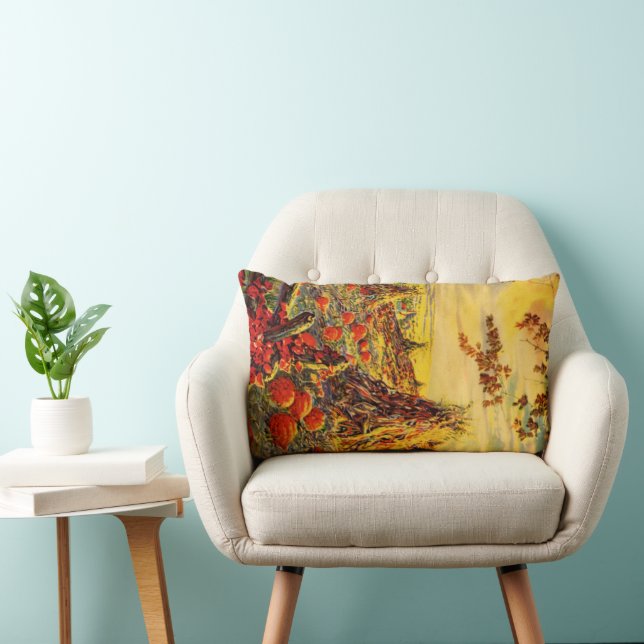 Gammaldags Halloween pumpafält med höstackar Lumbarkudde (Stol)