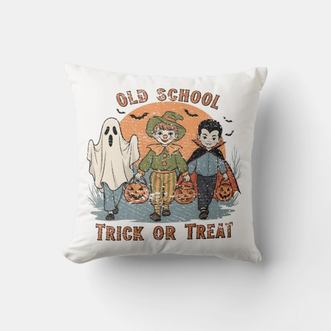 Gammaldags Halloween-retro-ask-trick-or-treat Kudde (Framsida)
