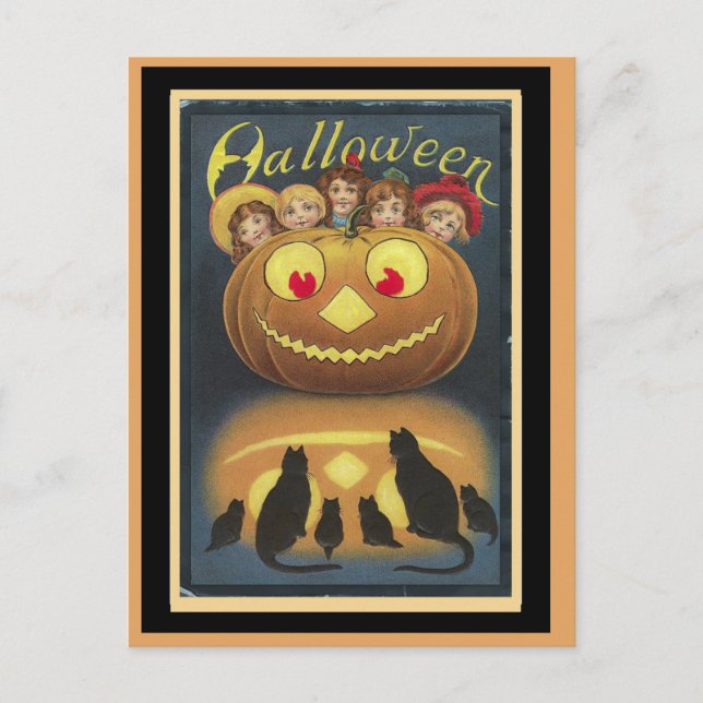Gammaldags Halloween Vykort (Framsida)