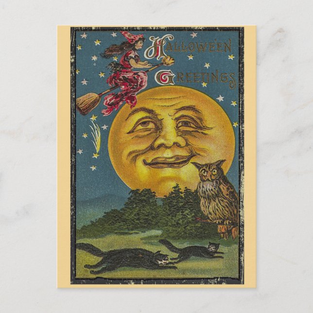 Gammaldags Halloween Vykort (Framsida)
