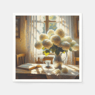Gammaldags hydrangeaknippe pappersservett