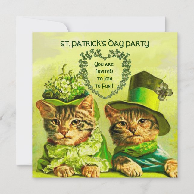 GAMMALDAGS IRLÄNDSKA KATTER, ST.PATRICK'S DAY FEST INBJUDNINGAR (Framsida)