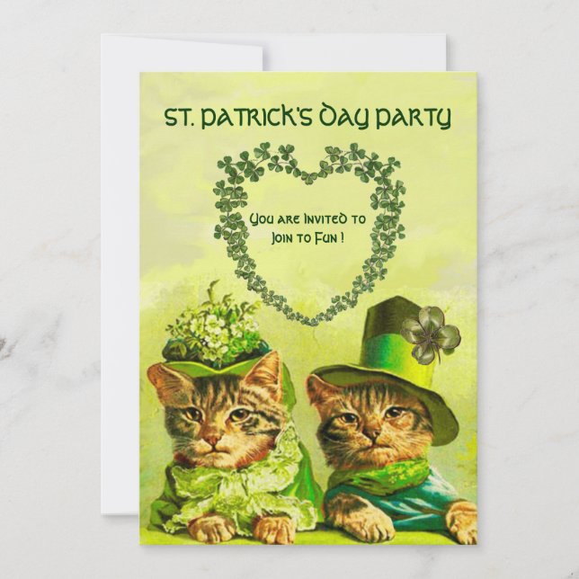 GAMMALDAGS IRLÄNDSKA KATTER, ST. PATRICK'S FEST INBJUDNINGAR (Framsida)