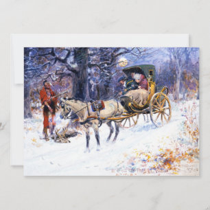 Gammaldags jul i New England (av Charles Russell) Kort