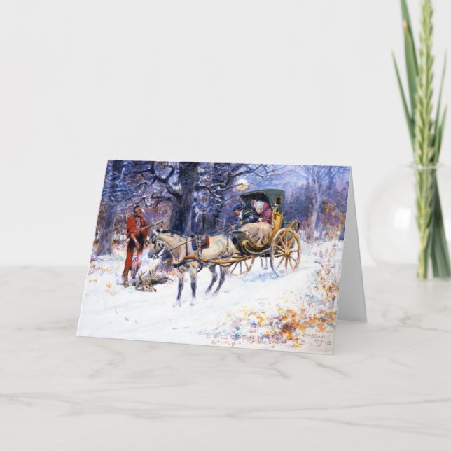 Gammaldags jul i New England (av Charles Russell) Kort (Framsida)