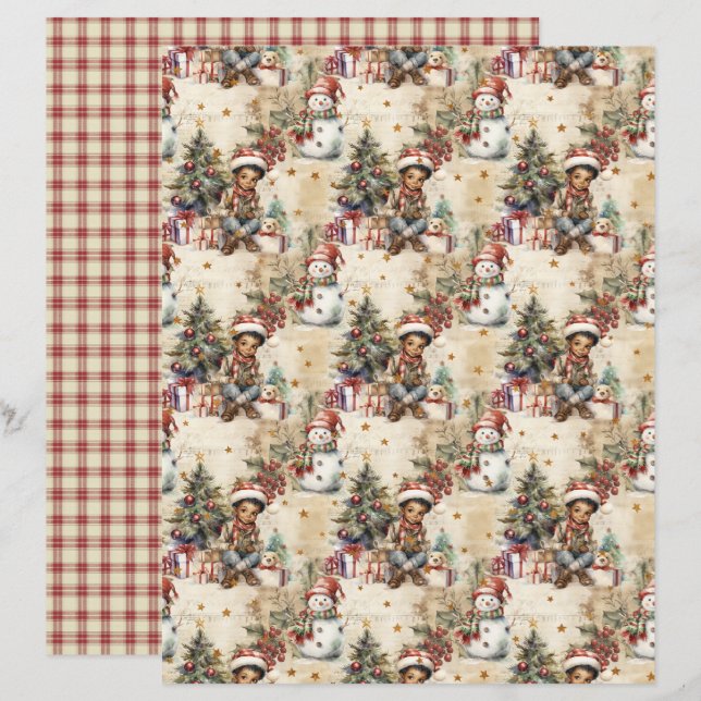 Gammaldags Jul Scrapbookpapper (Fram/baksida)