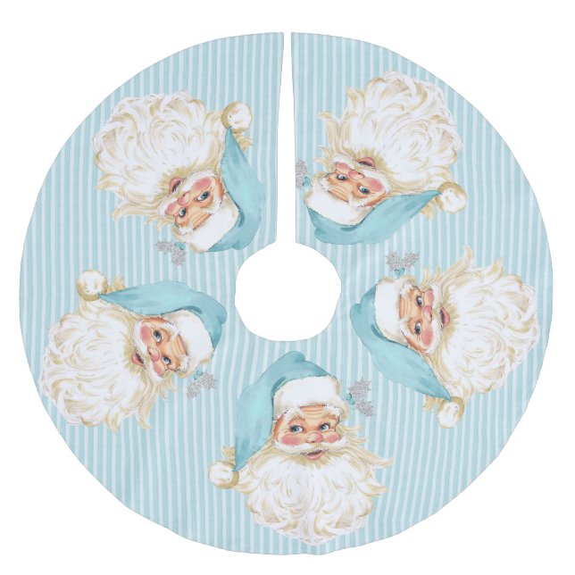 Gammaldags jul tomte turkos randig julgransmatta borstad polyester (Framsidan)