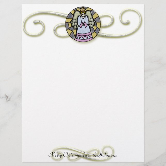 Gammaldags julängel med utseende av glasmålning (Framsida)