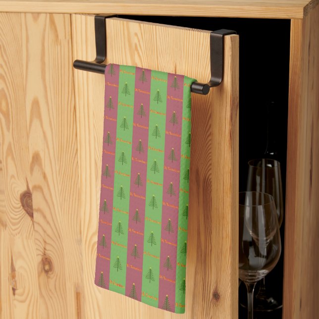 Gammaldags julgran mönster Ständigt grön Kökshandduk (Thirds Fold)