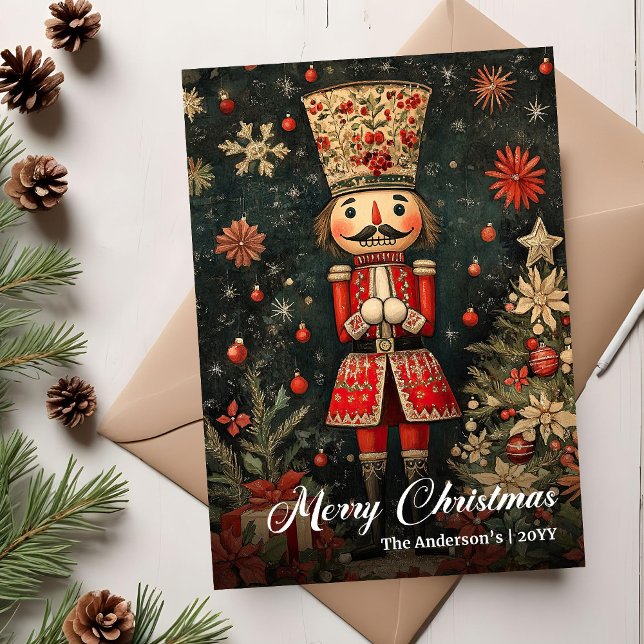 Gammaldags julknäckande mysig nedladdning julkort (Old fashioned Christmas nutcracker cozy download Holiday Card)