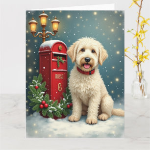 Gammaldags julkort med Old English Sheepdog Kort