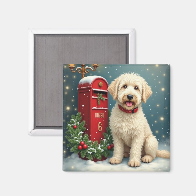 Gammaldags julkort med Old English Sheepdog Magnet (Front/Back)
