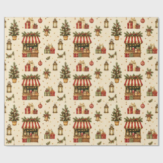 Gammaldags julmarknadsgrädde inslagspapper presentpapper