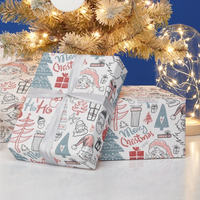 Gammaldags Kladdig Tomte Jul Presentpapper (Helgdagar)
