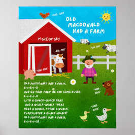 Gammaldags klassrumsposter med Old MacDonald-rim Poster