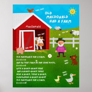 Gammaldags klassrumsposter med Old MacDonald-rim Poster