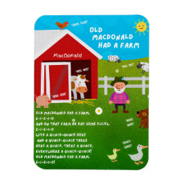 Gammaldags MacDonald hade en bondgård Nursery Rhym Magnet