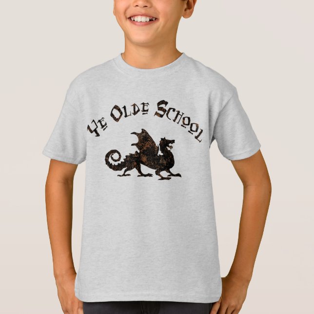 Gammaldags - medeltida Drakkung Arthur Riddare T Shirt (Framsida)
