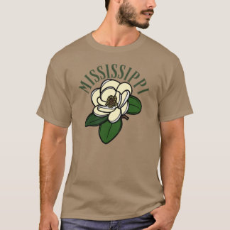 Gammaldags Mississippi Magnolia Grön Text Stat T Shirt