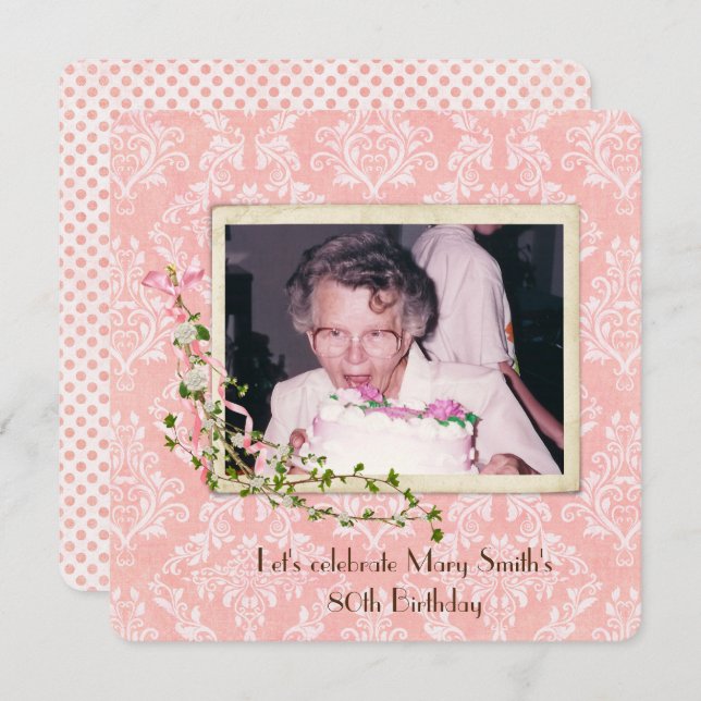 gammaldags ögonblicksbild på Födelsedagsfesten för Inbjudningar (Fram/baksida)