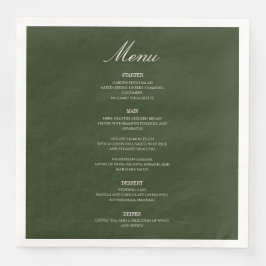 Gammaldags Olivgrön Elegant Bröllopsmeny Pappersservett