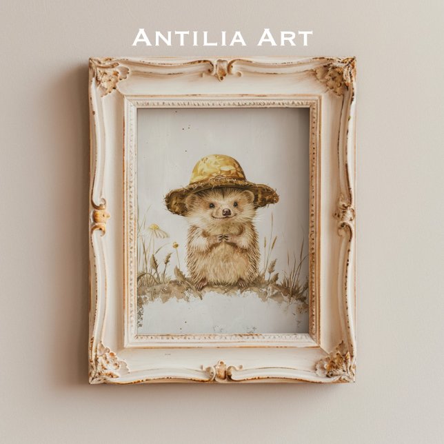 Gammaldags porträttmålning av igelkott Skogslevand Poster (Skapare uppladdad)