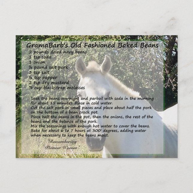 Gammaldags Recept på Bakat Bönor Vykort (Framsida)