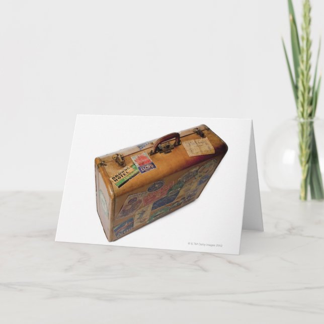 gammaldags resväska med resestämplar kort (Framsida)