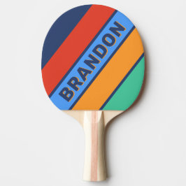 Gammaldags Retro Regnbåge Fetstil med Namn Pingisracket