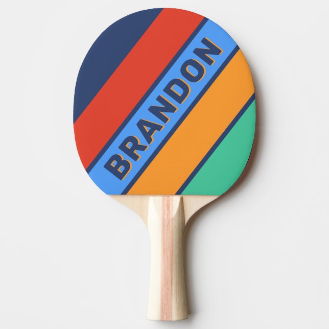Gammaldags Retro Regnbåge Fetstil med Namn Pingisracket (Framsidan)