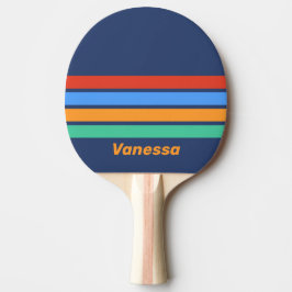 Gammaldags Retro Regnbåge Tvärstriper med Namn Pingisracket