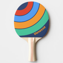 Gammaldags Retro Regnbågscirkelrand med namn Pingisracket