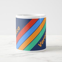 Gammaldags Retro Regnbågsränder med namn Jumbo Mugg