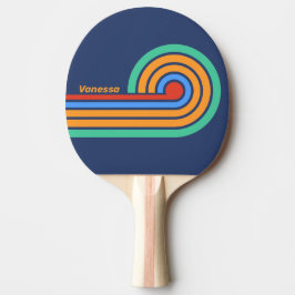 Gammaldags Retro Regnbågsränder med Namn Pingisracket