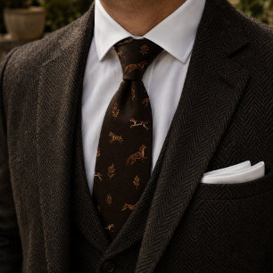 Gammaldags Riddarlig Rävjakt Herringbone Tweed Slips