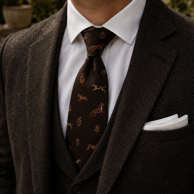 Gammaldags Riddarlig Rävjakt Herringbone Tweed Slips (Skapare uppladdad)
