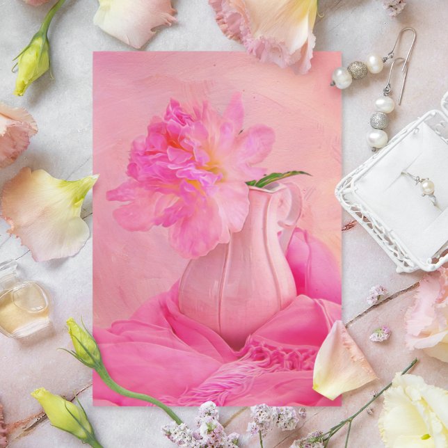 Gammaldags rosa påsklilja vykort (Enhance your space with this charming 'Sarah Bernhardt' peony, blending vintage elegance.)