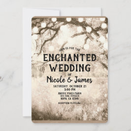 Gammaldags Rustika Förtrollade Skogsbelysning Bröl Inbjudningar