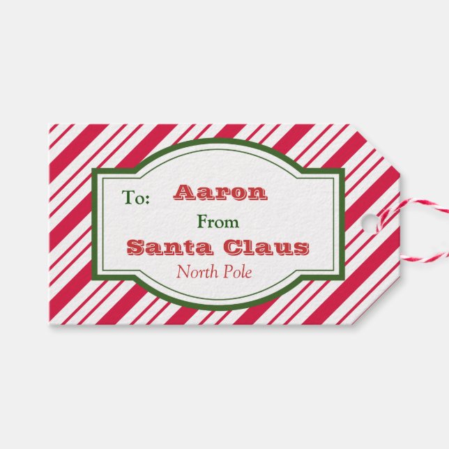 Gammaldags Santa julklappsbrickor Presentetikett (Framsidan (Horizontal))