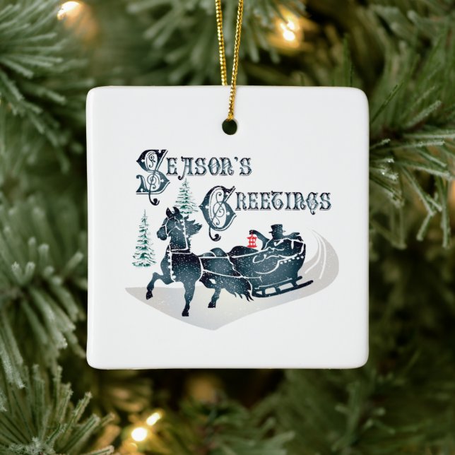 Gammaldags slädfärdsornament julgransprydnad keramik (Träd)