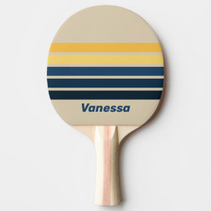 Gammaldags strand sand över ränder med namn pingisracket