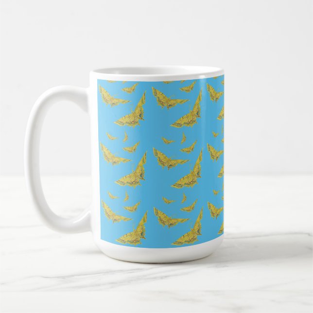 Gammaldags Svalstjärt Fjärilsmönster Blå   Kaffemugg (Vänster)