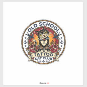 Gammaldags Tattoo Katt Söt Kisse Design - Gammalda Klistermärken