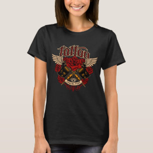 Gammaldags Tattoo Subkultur Rosor Knogar T Shirt