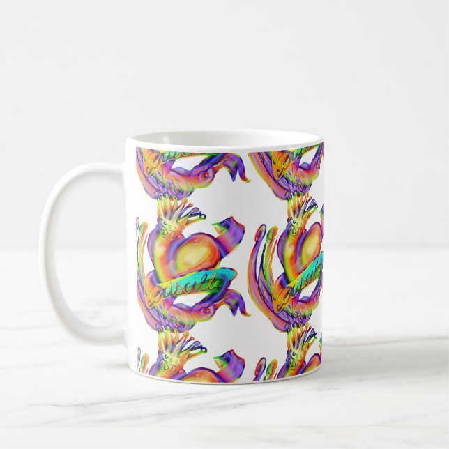 Gammaldags tatuering i regnbågsfärger kaffemugg (Vänster)