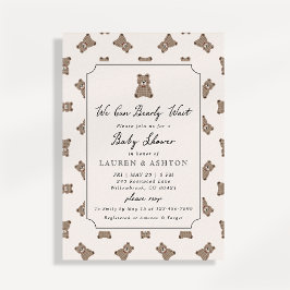 Gammaldags Teddybjörn Randig Baby Shower-inbjudan Inbjudningar
